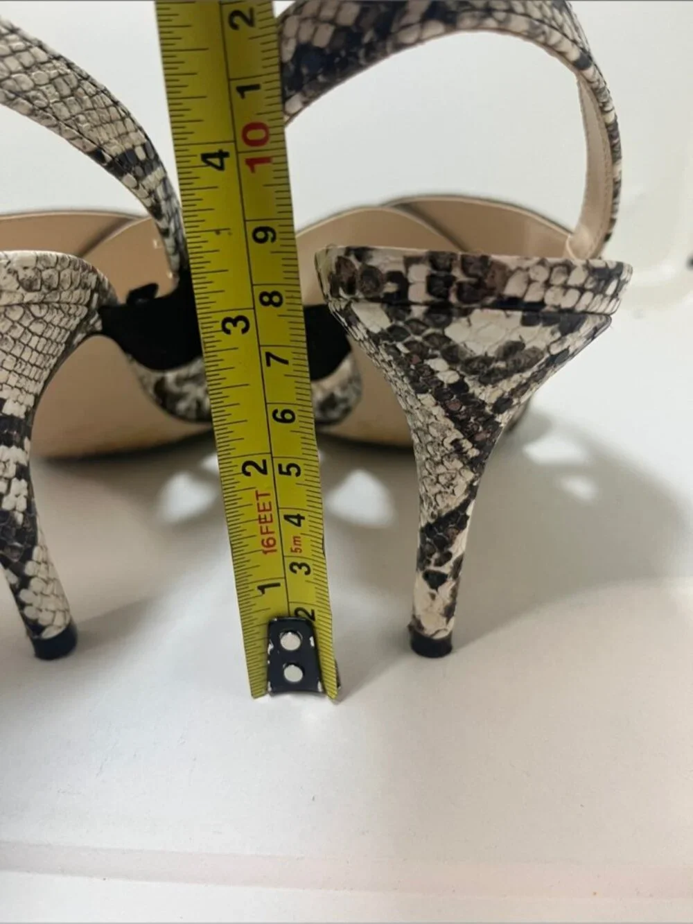 Nine West Black & Snake-Print Crossband Slingback Heels size 7.5  heel 3.5